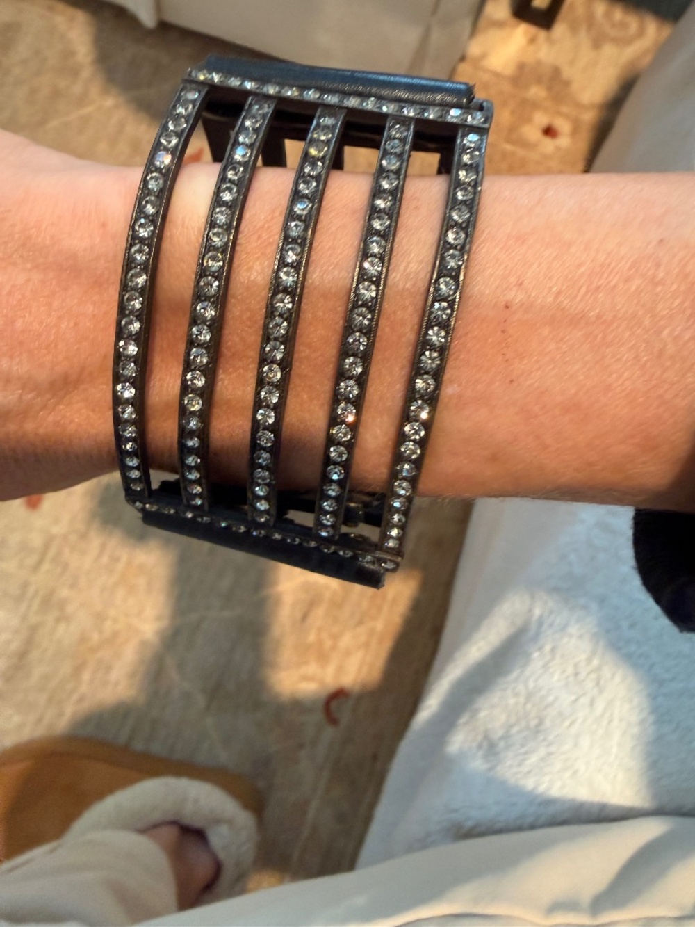 Rebel Designs 5 Bar Leather Bracelet with Diamonds